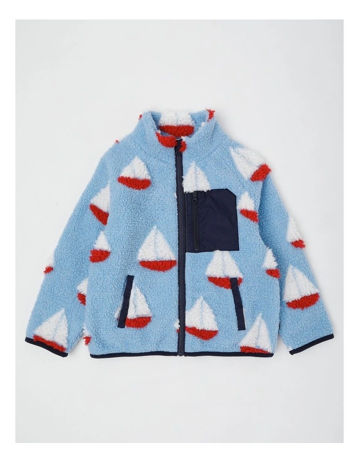 Teddy Fleece Boat Jacket in Light Blue image 1