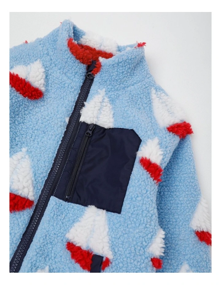Teddy Fleece Boat Jacket in Light Blue image 3