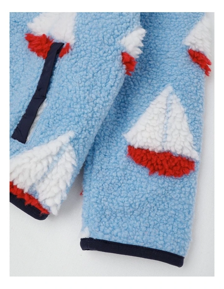 Teddy Fleece Boat Jacket in Light Blue image 4