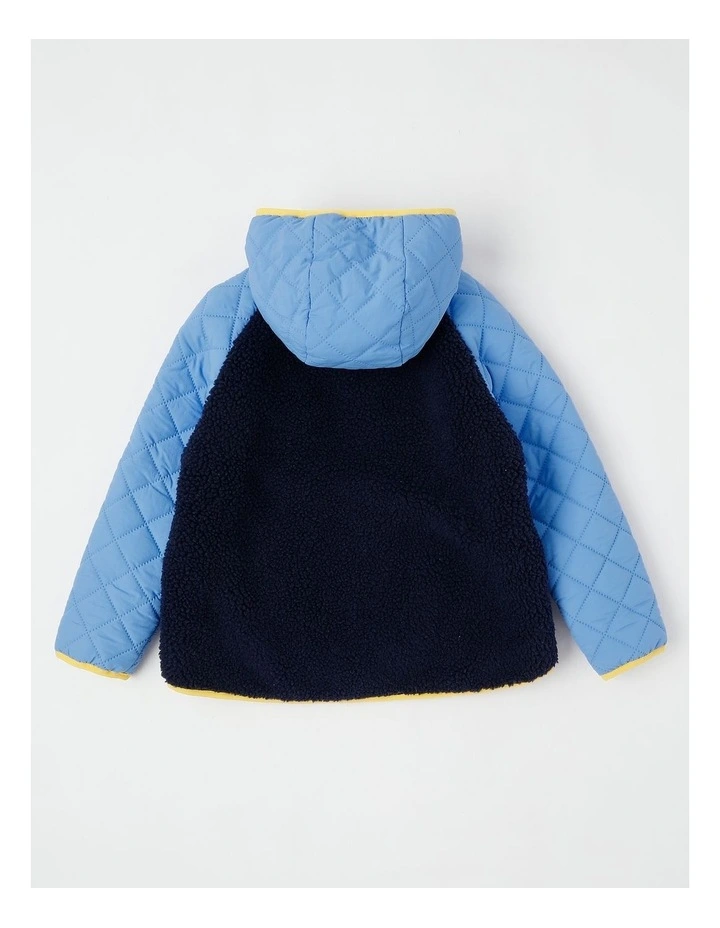 Sherpa Quilted Raglan Jacket in Blue and Orange image 3