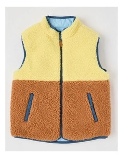 Reversible Sherpa Vest in Blue & Yellow