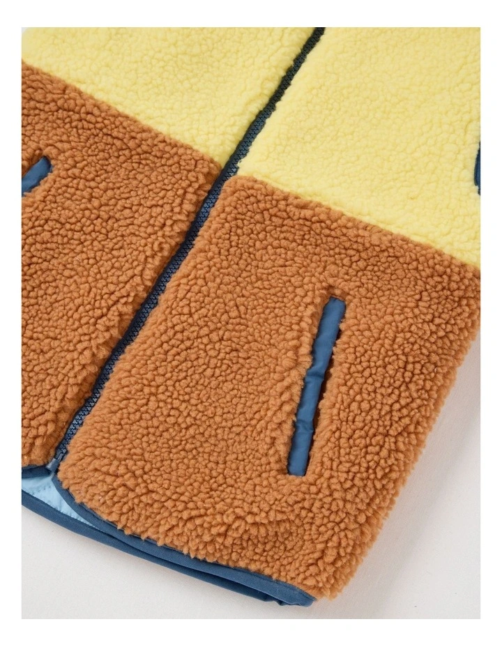 Reversible Sherpa Vest in Blue & Yellow image 3