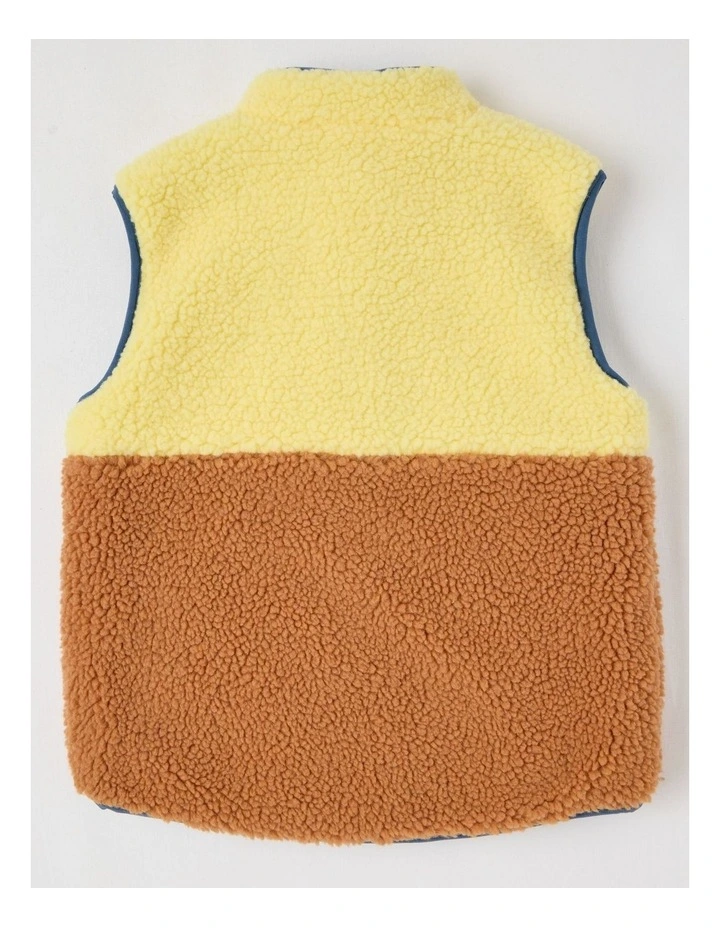 Reversible Sherpa Vest in Blue & Yellow image 4