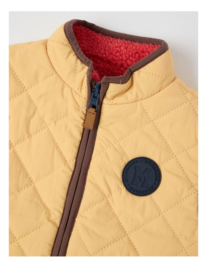 Reversible Sherpa Vest in Tan & Red image 2