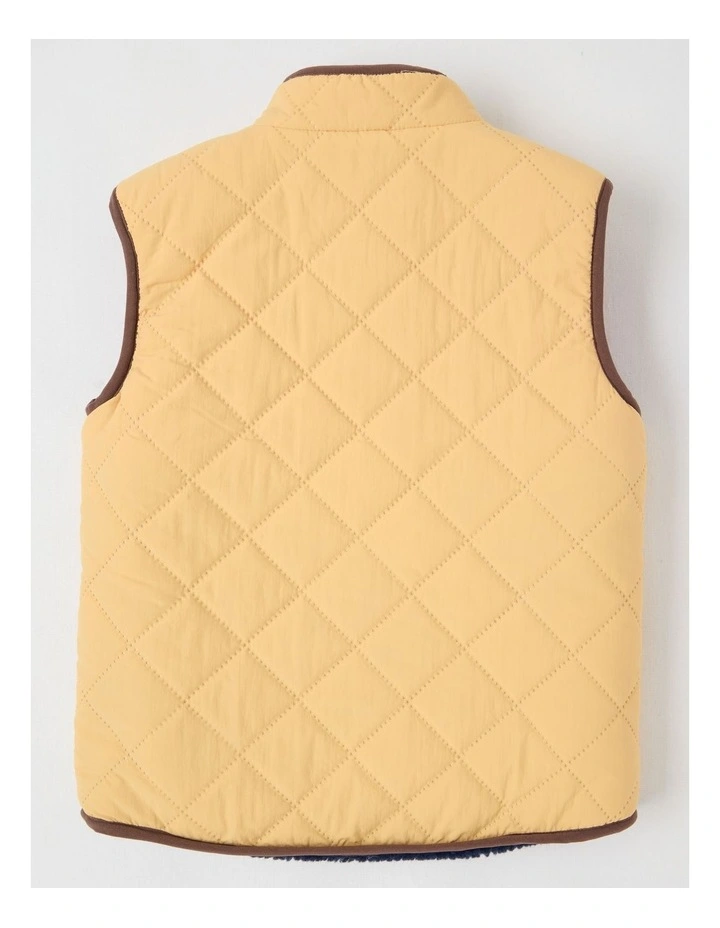 Reversible Sherpa Vest in Tan & Red image 4