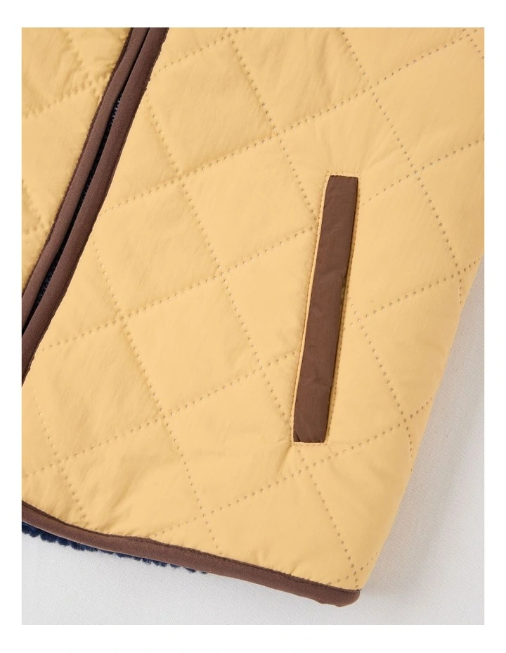 Reversible Sherpa Vest in Tan & Red image 4
