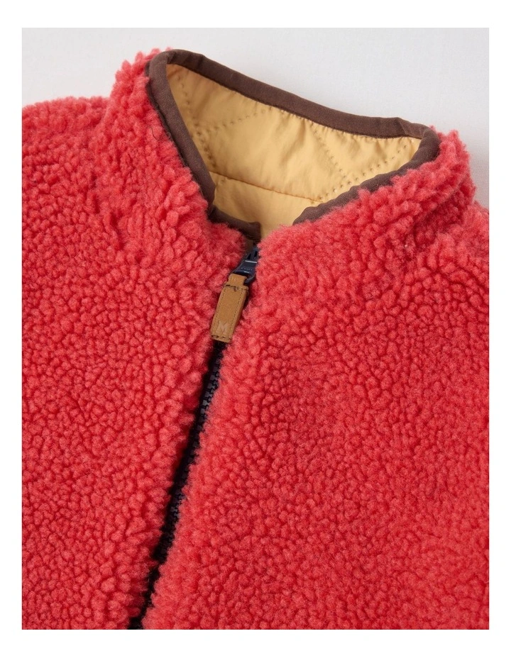 Reversible Sherpa Vest in Tan & Red image 6