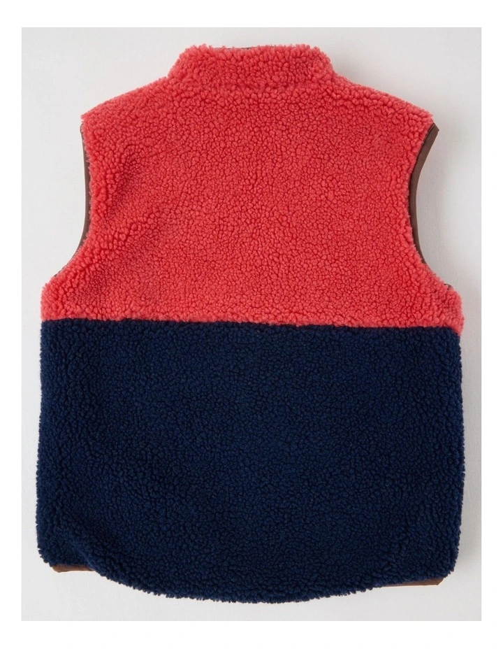 Reversible Sherpa Vest in Tan & Red image 7