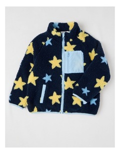 Milkshake Teddy Fleece Jacket in Stars Navy