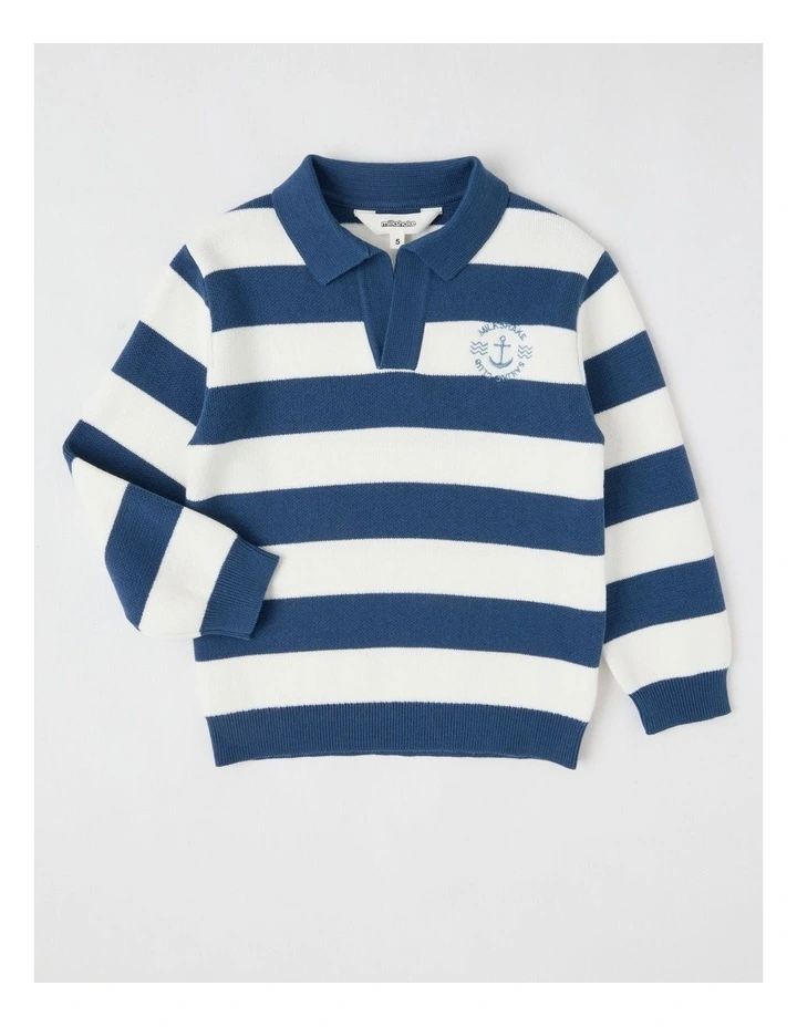 Rugby Top in Navy & White Stripe image 1
