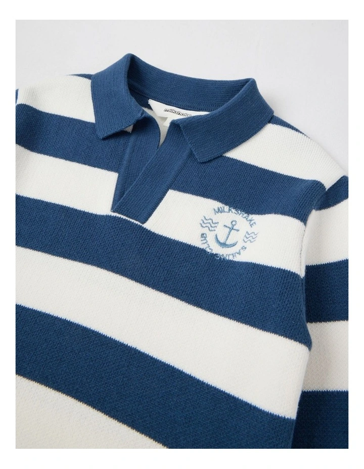 Rugby Top in Navy & White Stripe image 2