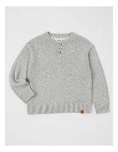 Button up Jumper in Grey Marle