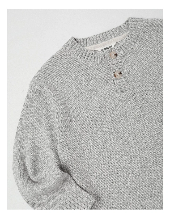Button up Jumper in Grey Marle image 2