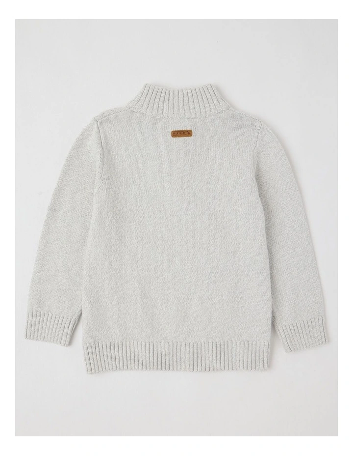 1/4 Zip Knit Jumper in Grey Cable Knit image 3