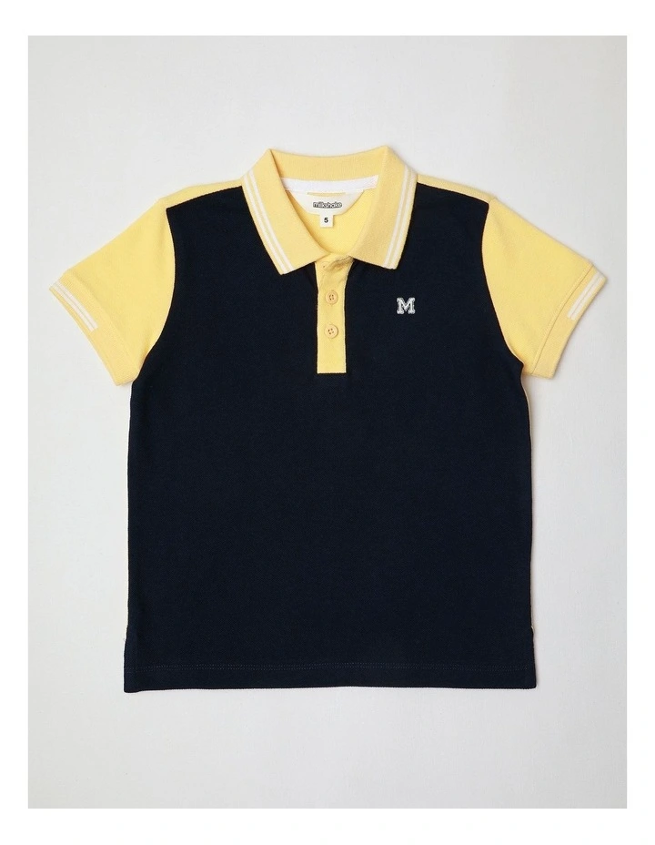 Polo T-shirt in Navy/Yellow image 1