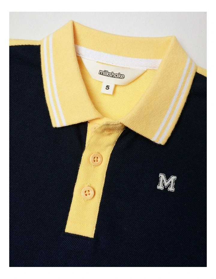 Polo T-shirt in Navy/Yellow image 2