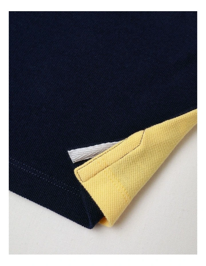 Polo T-shirt in Navy/Yellow image 4