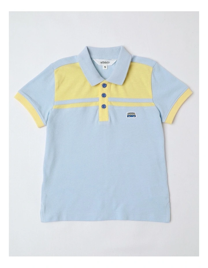 Splice Polo in Light Blue and Yellow image 1