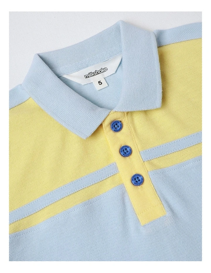 Splice Polo in Light Blue and Yellow image 2