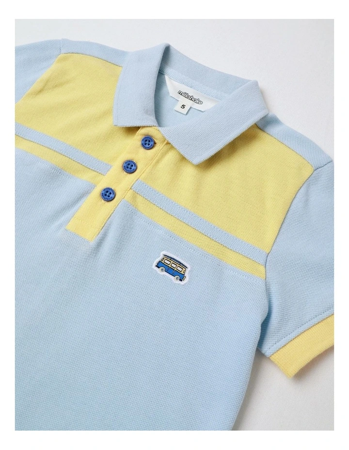 Splice Polo in Light Blue and Yellow image 4
