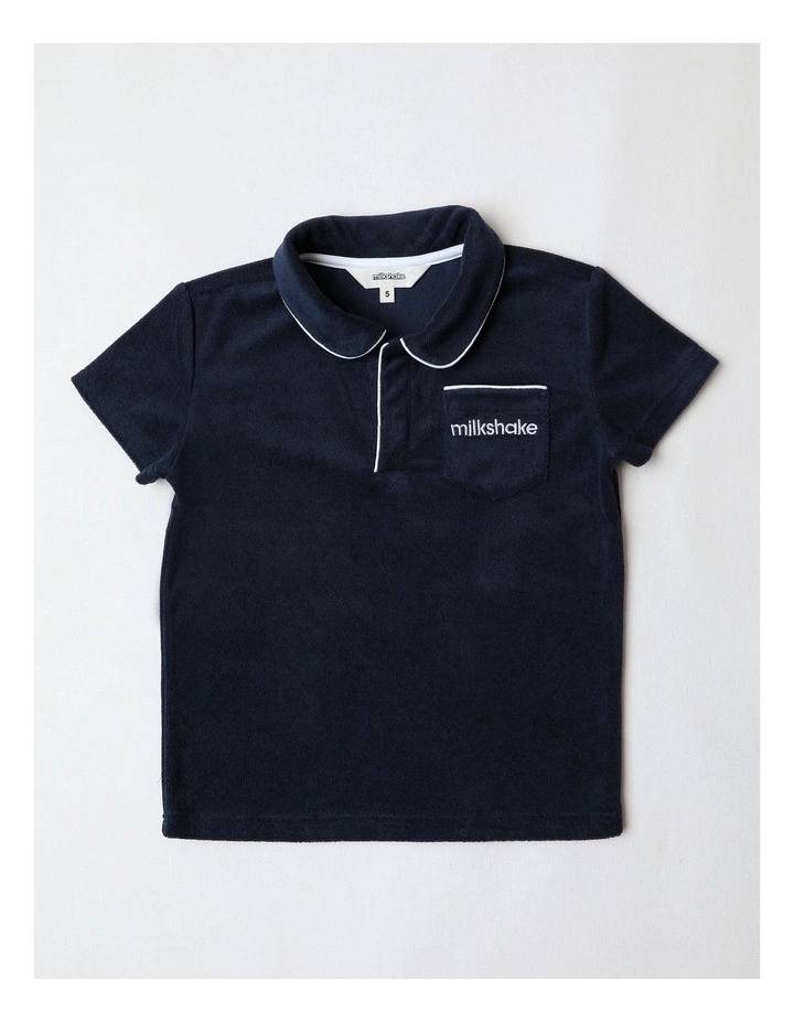 Terry Polo Shirt in Navy image 1
