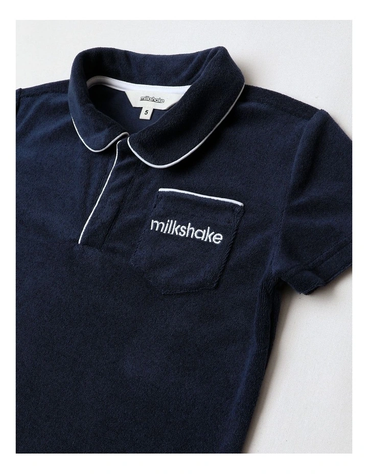 Terry Polo Shirt in Navy image 2