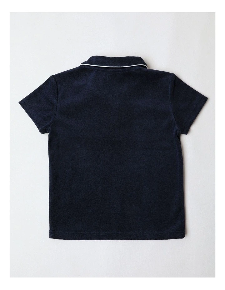Terry Polo Shirt in Navy image 3