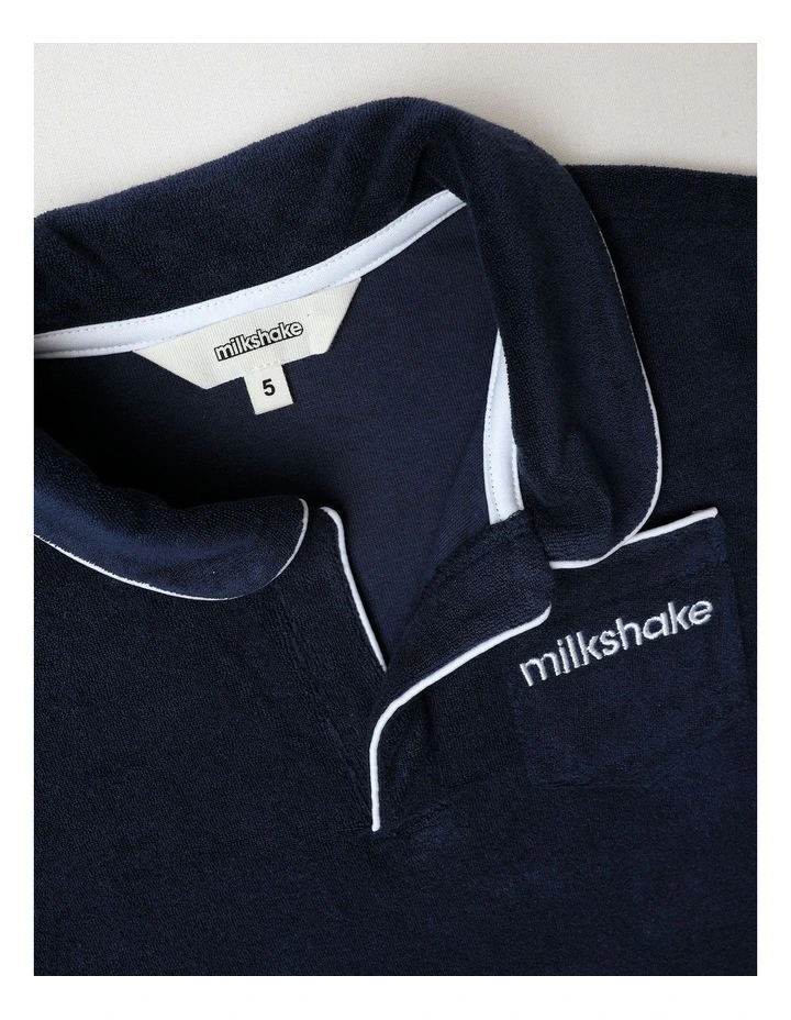 Terry Polo Shirt in Navy image 4