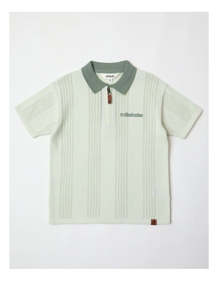 Zip Polo in Sage image 1