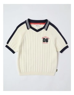 Sports Knit Polo in White