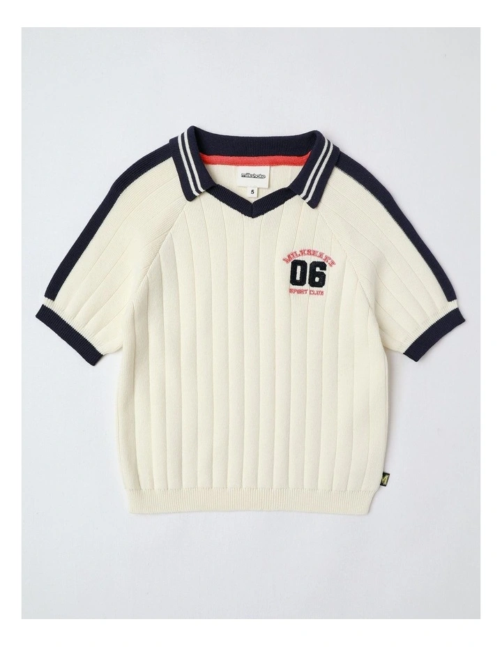 Sports Knit Polo in White image 1