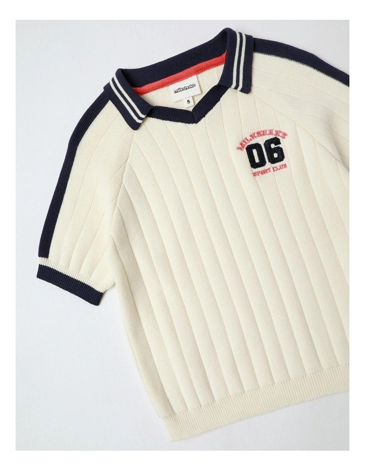 Sports Knit Polo in White image 2