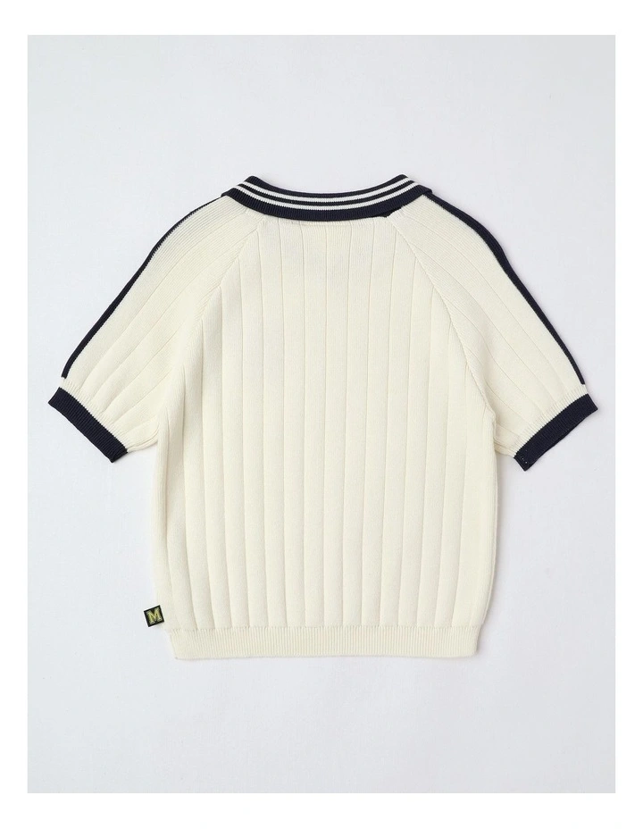Sports Knit Polo in White image 3