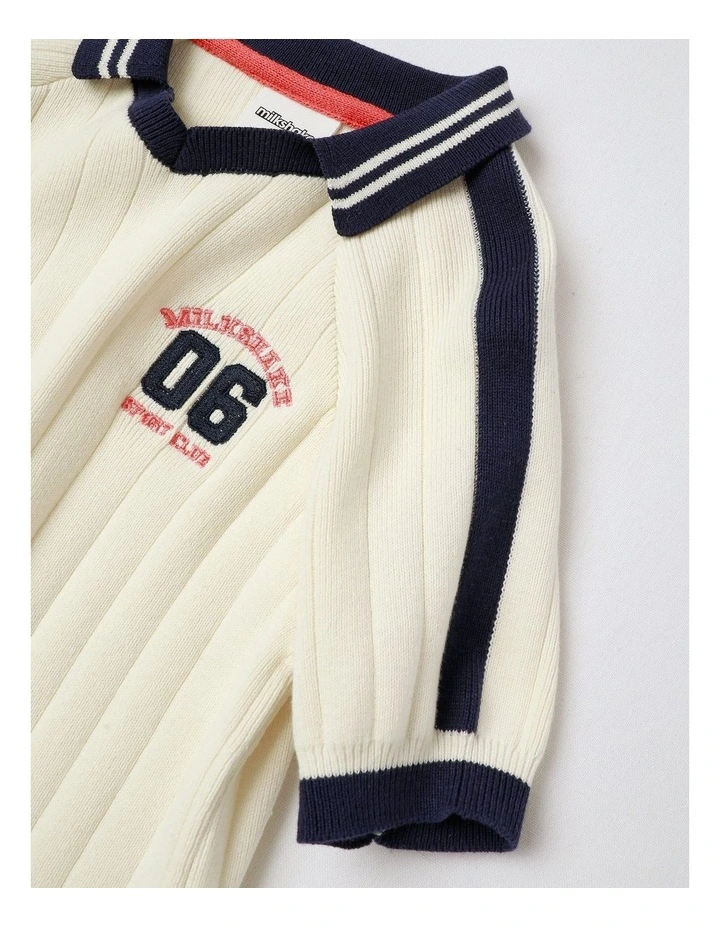 Sports Knit Polo in White image 4