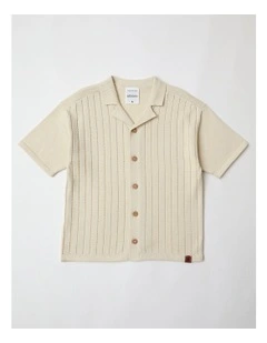 Knitted Resort Shirt in Ecru