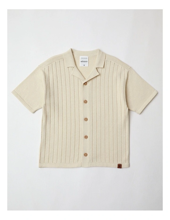 Knitted Resort Shirt in Ecru image 1
