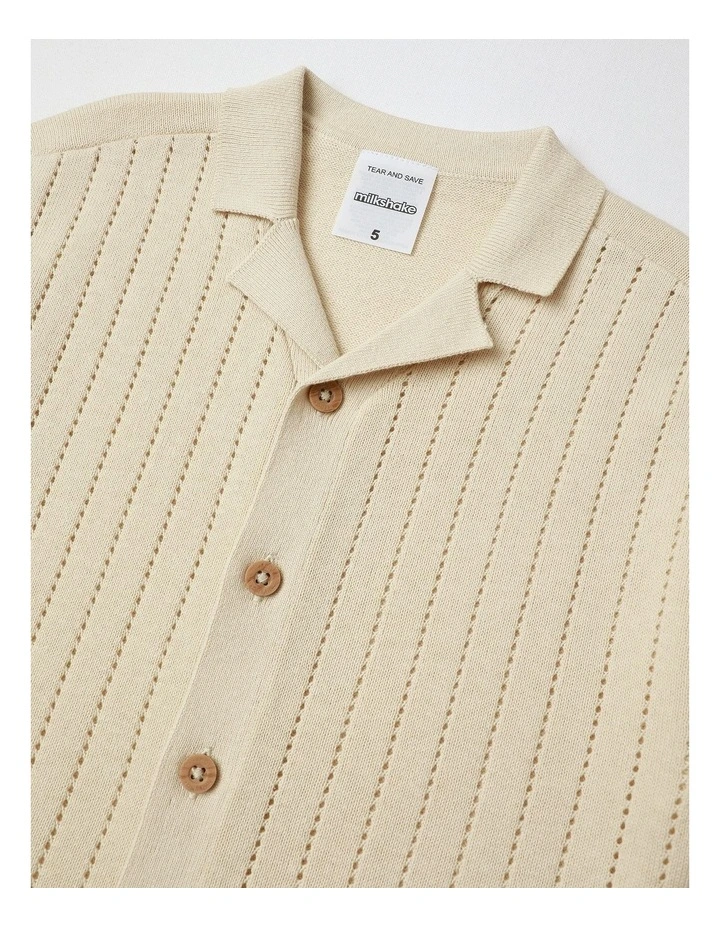 Knitted Resort Shirt in Ecru image 2