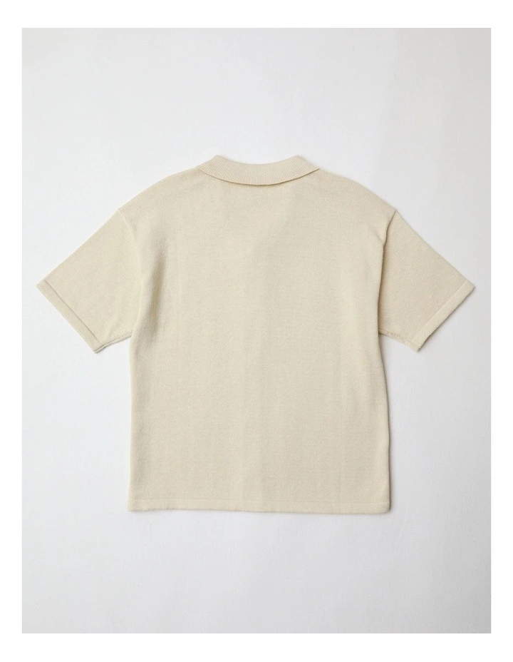 Knitted Resort Shirt in Ecru image 3