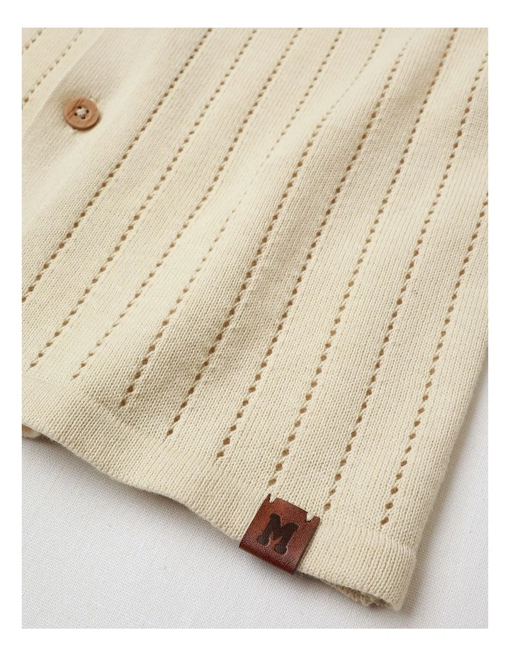 Knitted Resort Shirt in Ecru image 4