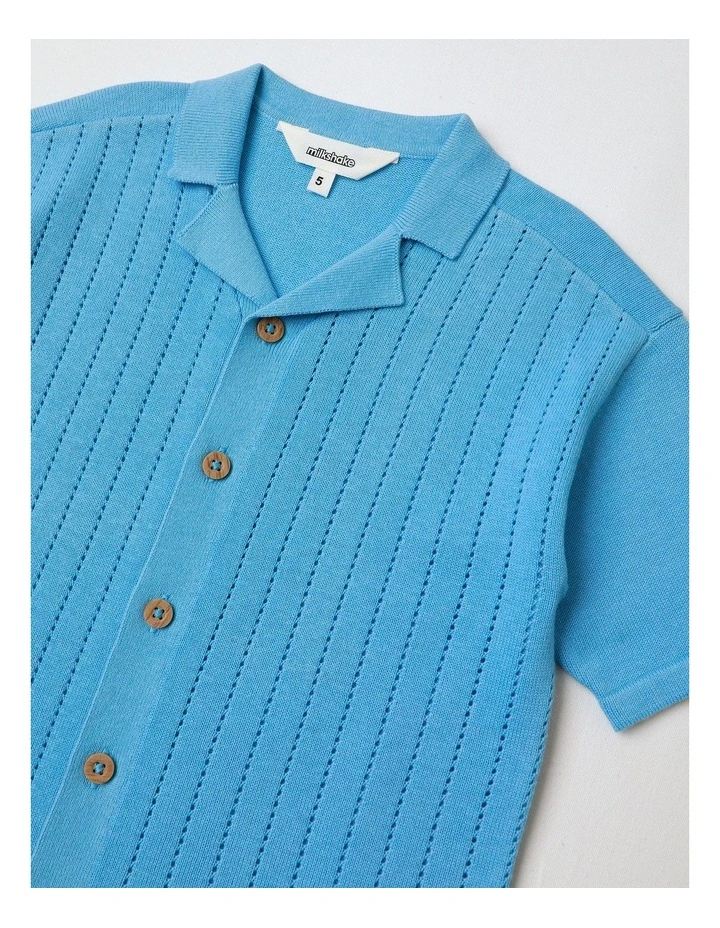 Knitted Resort Shirt in Blue image 2