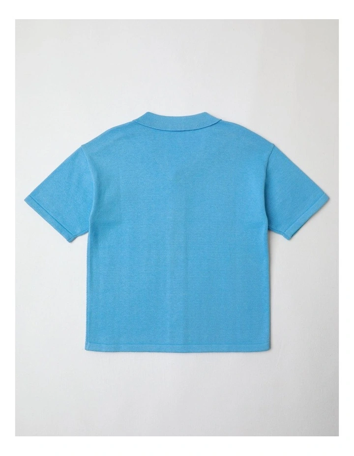Knitted Resort Shirt in Blue image 3