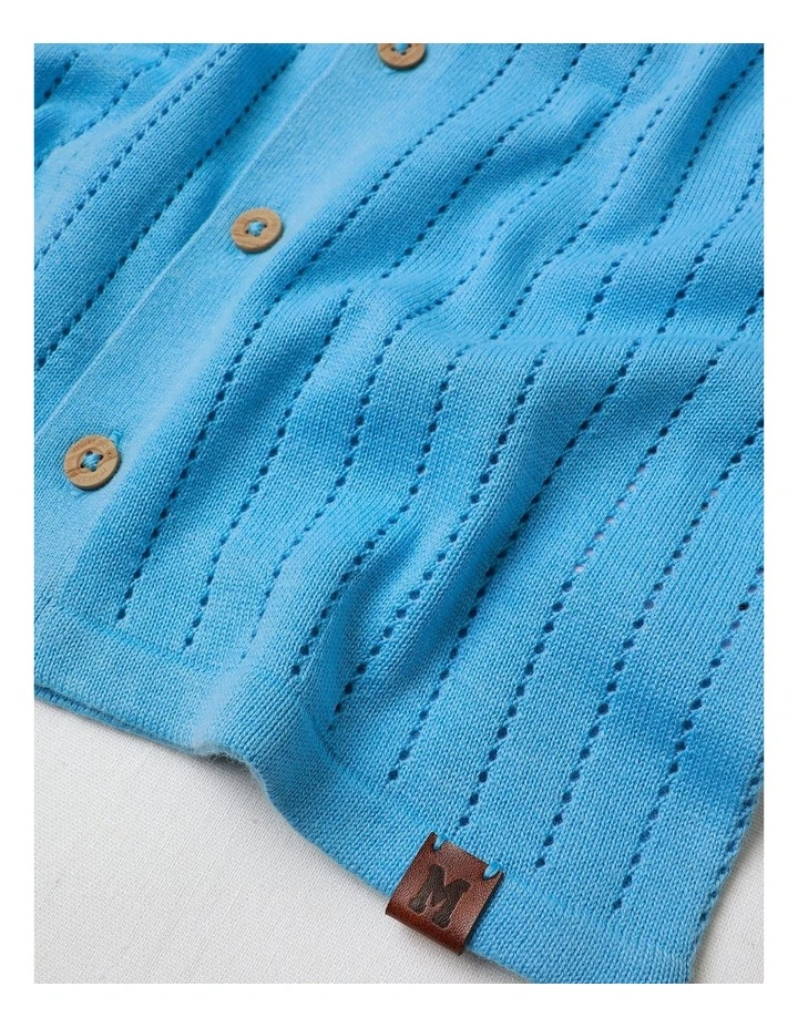 Knitted Resort Shirt in Blue image 4