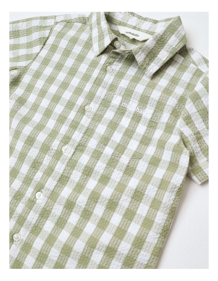Seersucker Shirt in Sage and Ecru image 2