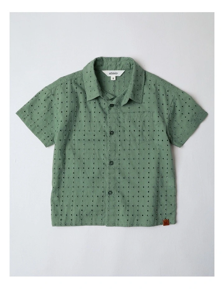 Broiderie Shirt in Sage image 1
