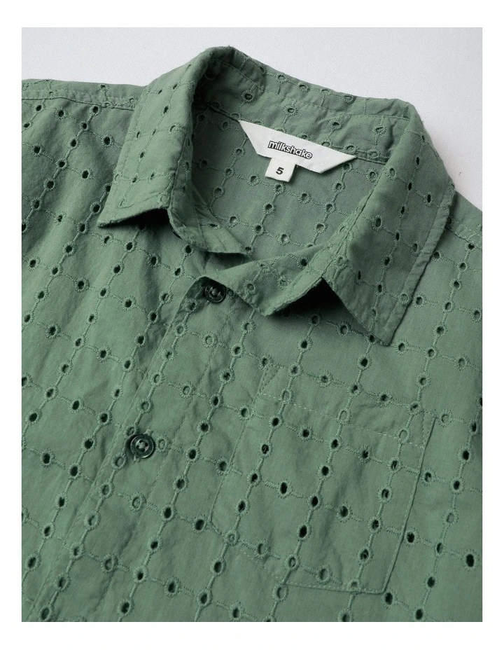 Broiderie Shirt in Sage image 2