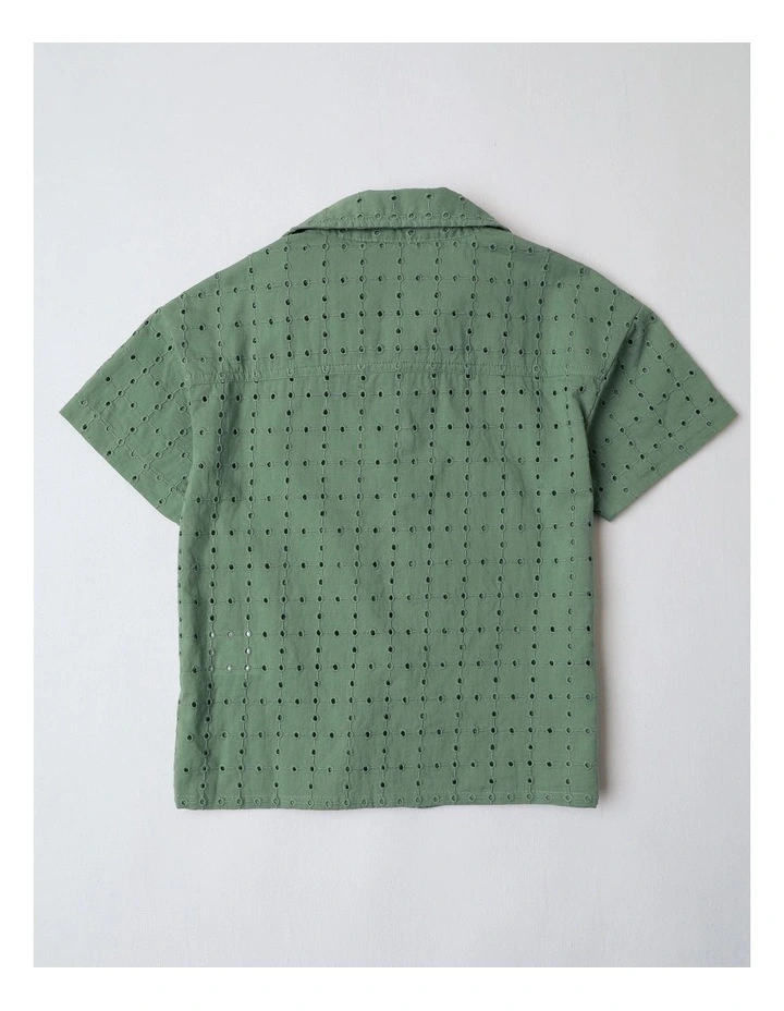 Broiderie Shirt in Sage image 3