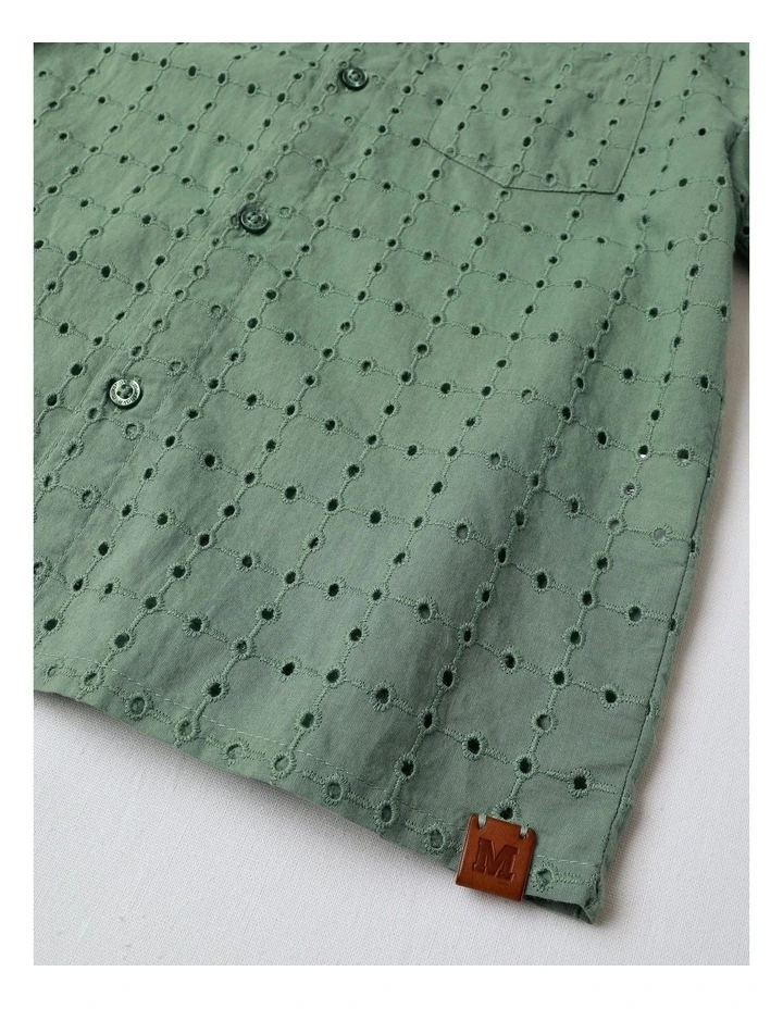 Broiderie Shirt in Sage image 4