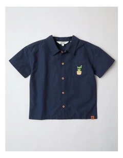 Textured Grid Shirt in Navy