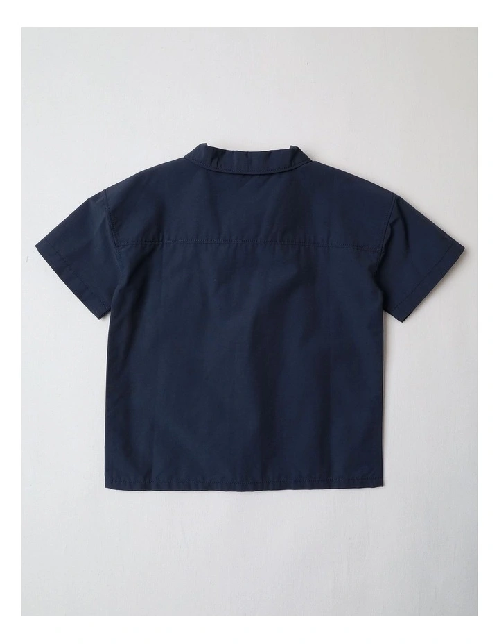 Textured Grid Shirt in Navy image 3