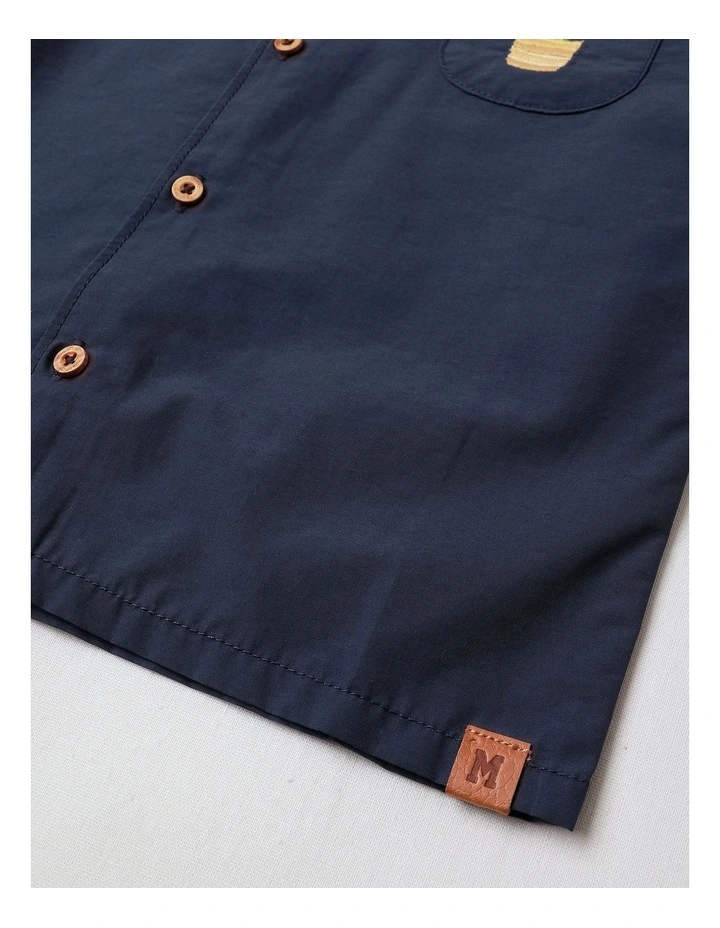 Textured Grid Shirt in Navy image 4